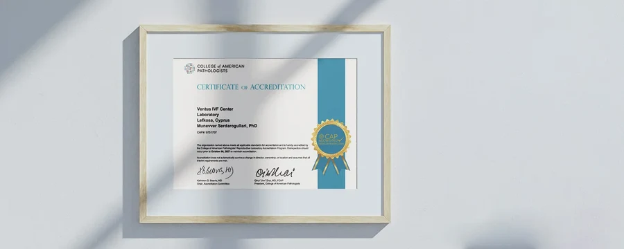 Ventus IVF CAP accreditation certificate