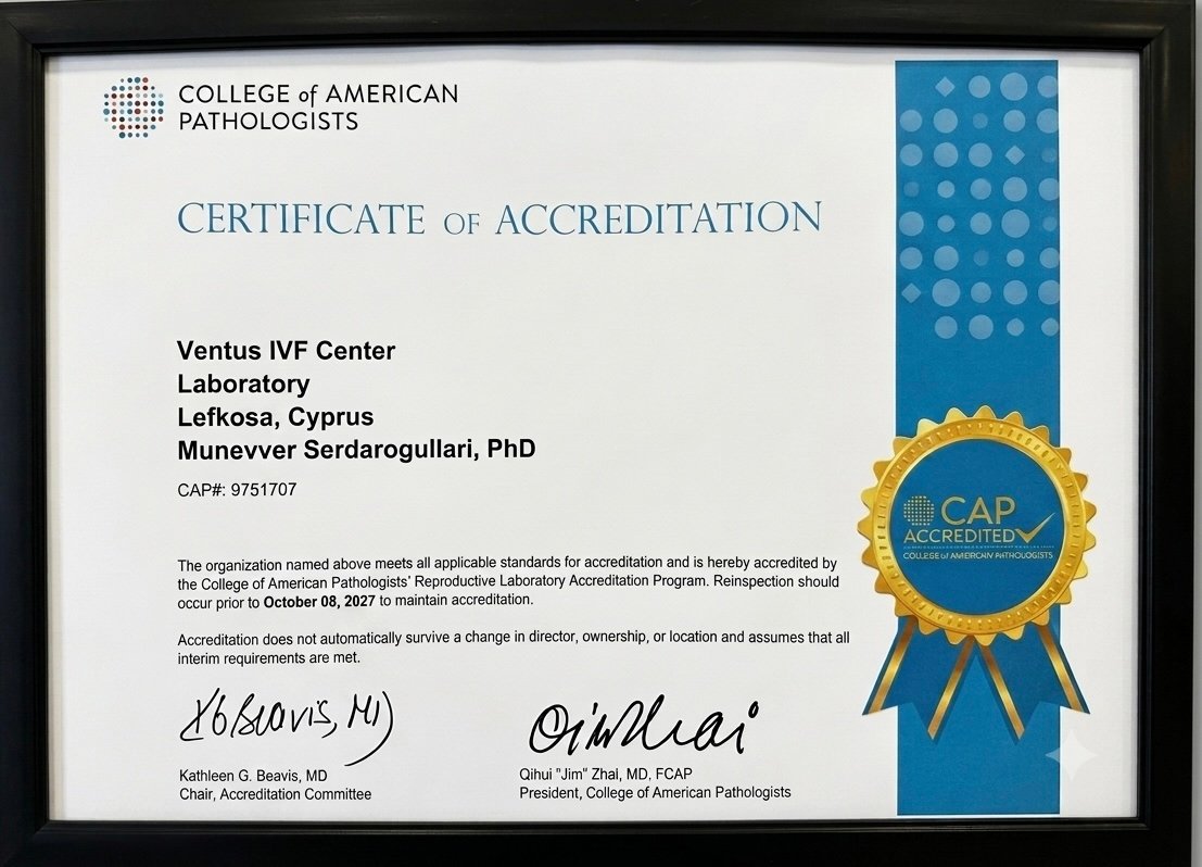 Ventus IVF Center Laboratory CAP accreditation certificate