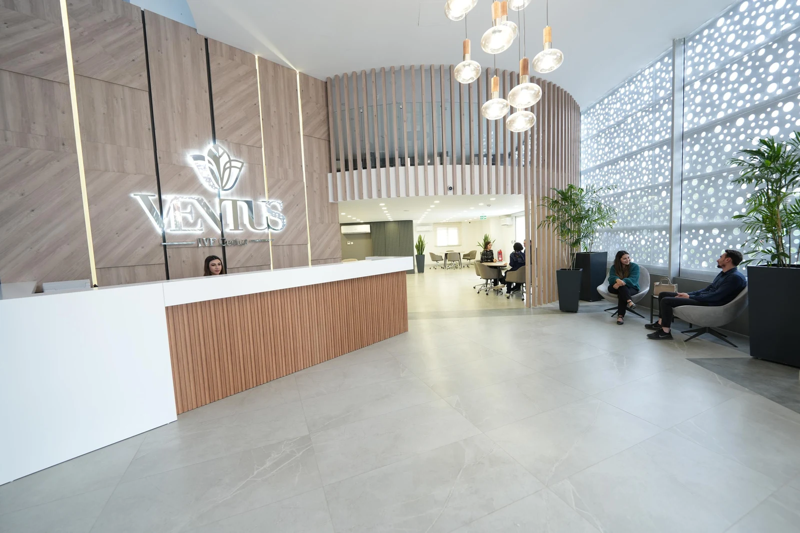 Reception and lobby area at Ventus IVF Center in Nicosia